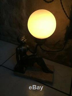 Lampe Art Deco 1920/1930 statue femme vintage lamp woman figurine sculpture