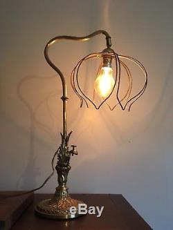 Lampe Bronze Breveté Art Nouveau / Sculpture Végétale / Bronze Floor Lamp