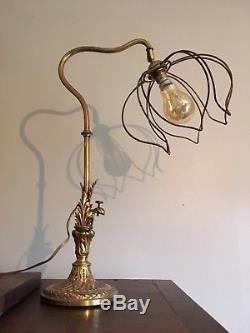 Lampe Bronze Breveté Art Nouveau / Sculpture Végétale / Bronze Floor Lamp