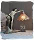 Lampe De Table Style Art Nouveau Deco Tiffany Statue Femme Sculpture Figurine
