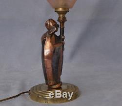Lampe Sculpture Eclairante en Bronze Epoque Art-Déco Signée vers 1910/20