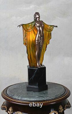 Lampe de Table Art Deco Sculpture Tänzeriin 20er Années Style Figure Féminine