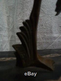 Lampe verre & sculpture en bronze au héron signé Gual circa 1930 french art déco