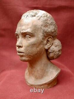 Léon MORICE sculpture terre cuite portrait femme Africaine Art Déco africanisme