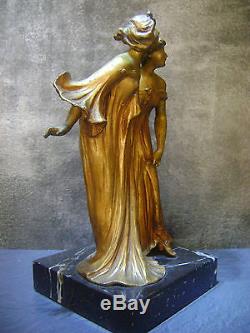 Les Jumelles' Lucien ALLIOT vers 1930 statue sculpture en regule doré art deco