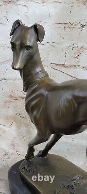 Lévrier Chien Lévrier Bronze Marbre Statue Art Déco Fonte Figurine