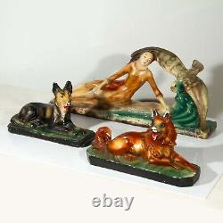 Lot Sculpture 1930 Art déco Breton Limoges platre Vintage France