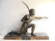Lourde & Ancienne Sculpture D'un Tireur à L'arc Archer En Régule Style Art Déco