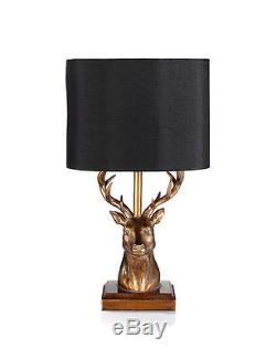 Luxury Black and Gold Stag Table Lamp Art Deco Antler Antique Large Sculpture