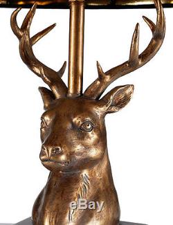 Luxury Black and Gold Stag Table Lamp Art Deco Antler Antique Large Sculpture