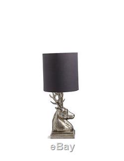 Luxury Black and Silver Stag Table Lamp Art Deco Antler Antique Large Sculpture