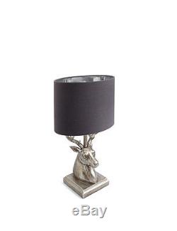 Luxury Black and Silver Stag Table Lamp Art Deco Antler Antique Large Sculpture