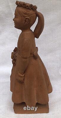 M. Guillot Sculpture Art Déco Signée Terre Cuite Vers 1930 Demoiselle d'Honneur