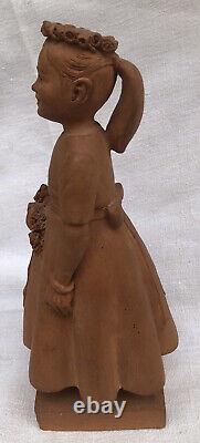 M. Guillot Sculpture Art Déco Signée Terre Cuite Vers 1930 Demoiselle d'Honneur
