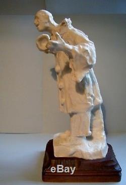 MOUGIN NANCY et AUGUSTE CARLI Sculpture en grès PIERROT Art deco nouveau 1920