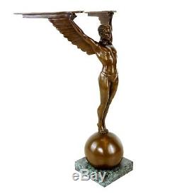 Magnifique Art Déco Sculpture Icarus en Bronze Sign. Gennarelli