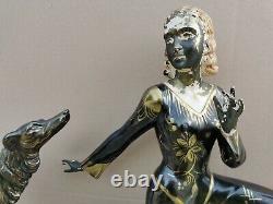 Magnifique Et Véritable Sculpture / Statue Art Déco Signée M. SECONDO 1920 Regule