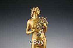 Magnifique Style Art Nouveau Bronze Sculpture Sensuel féminin Nu 1915 Art Déco