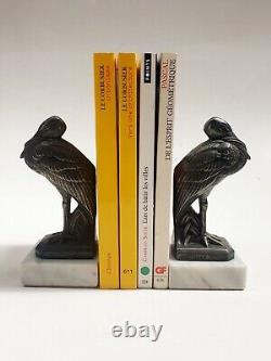 Maurice Frécourt (1890-) Serre-livres sculpture oiseaux cigognes Art Déco