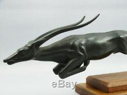 Max LE VERRIER Sculpture Art Déco à l'Antilope de DEMARCO