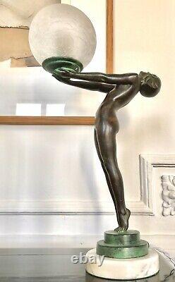 Max Le Verrier Lampe ART DECO Illuminating Art Deco Sculpture Lamp