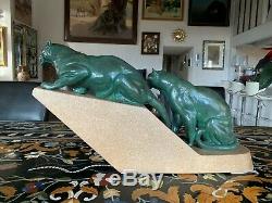 Max Le Verrier & Meriadec Sculpture d'époque Art Déco Les Félins