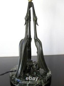 Max Le Verrier sculpture lampe Cigognes L. ARTUS M Le Verrier Art Deco