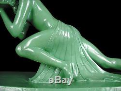 Maxim Géo femme nue drapée Sculpture art-déco 60cm nude woman naked & bird 1930