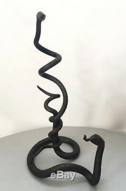 Michel Zadounaisky sculpture serpents enlacés Art Deco en fer forgé 1930