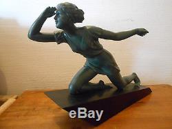 Old Statue Sculpture Art Deco 1920 1930 Signe Laurens Bronze Marbre Antiquite