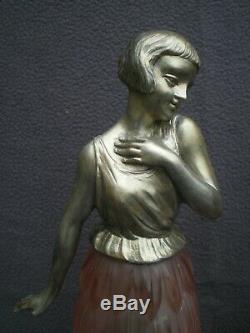 Paire de lampe veilleuse art deco statue femme erotique sculpture lamp figurine