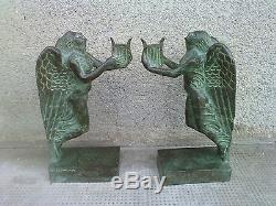 Paire de serre-livres BOULAY-HUE cire perdue VALSUANI sculpture MUSE bookends