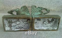 Paire de serre-livres BOULAY-HUE cire perdue VALSUANI sculpture MUSE bookends