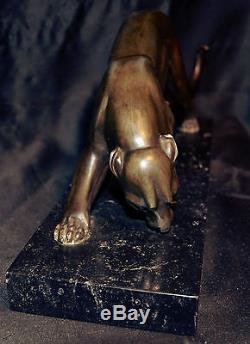 Panthère s'abreuvant, sculpture régule d'Irénée ROCHARD années 30, art-déco