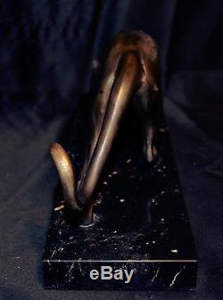 Panthère s'abreuvant, sculpture régule d'Irénée ROCHARD années 30, art-déco