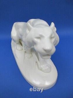 Panthere Ceramique Style Art Deco Royal Dux Czechoslovakia/sculpture Animaliere