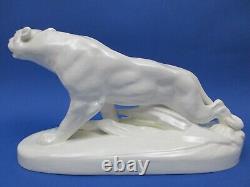 Panthere Ceramique Style Art Deco Royal Dux Czechoslovakia/sculpture Animaliere