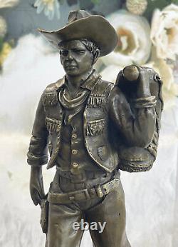 Pays Western Cowboy Bronze Marbre Statue Ranch Sculpture Décor Art Déco Cadeau