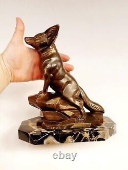 Pierel (XXe) Sculpture Statue animalière Fennec signée Régule Art Déco