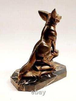 Pierel (XXe) Sculpture Statue animalière Fennec signée Régule Art Déco