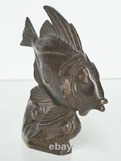 Poisson Art déco bronze animalier patine brune (non signé) Sandoz 1930