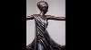 Rare Elegant 1960s Austin Art Deco Woman Silver Gold Dress Statue Figure Sculpture Art