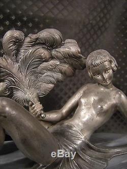 RARE! Sculpture art deco LIMOUSIN A. LECLERC statuette femme antique statue woman