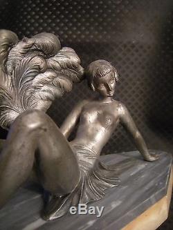 RARE! Sculpture art deco LIMOUSIN A. LECLERC statuette femme antique statue woman