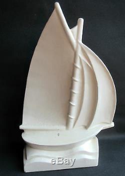 RARE Sculpture céramique craquelée Art Déco, signée GEO CONDE La MOUETTE