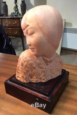 RARE sculpture ancienne art deco jeune fille asiatique N. P HIEU
