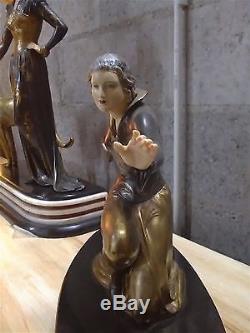 ROGGIA Menneville statue sculpture chryselephantine Art deco danseuse dancer