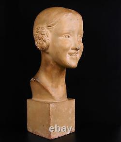 Raphaël Charles PEYRE sculpture art-déco girl 1930 jeune-fille souriante H38cm