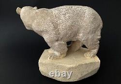 Rare Sculpture Ceramique Crispee Ours Polaire Sur Glacier Art Deco 1930 Sevres
