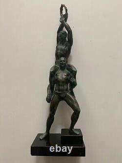 Rare Sculpture Les Athletes Au Laurier Par Pierre Le Faguays Et Max Le Verrier